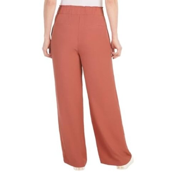 Womens Wide-Leg Elastic Waist Pants CORAL Color Comfortable Fit SMALL - Picture 3 of 12